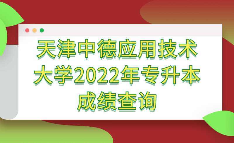 天津中德应用技术大学2022年专升本专业课考试成绩查询